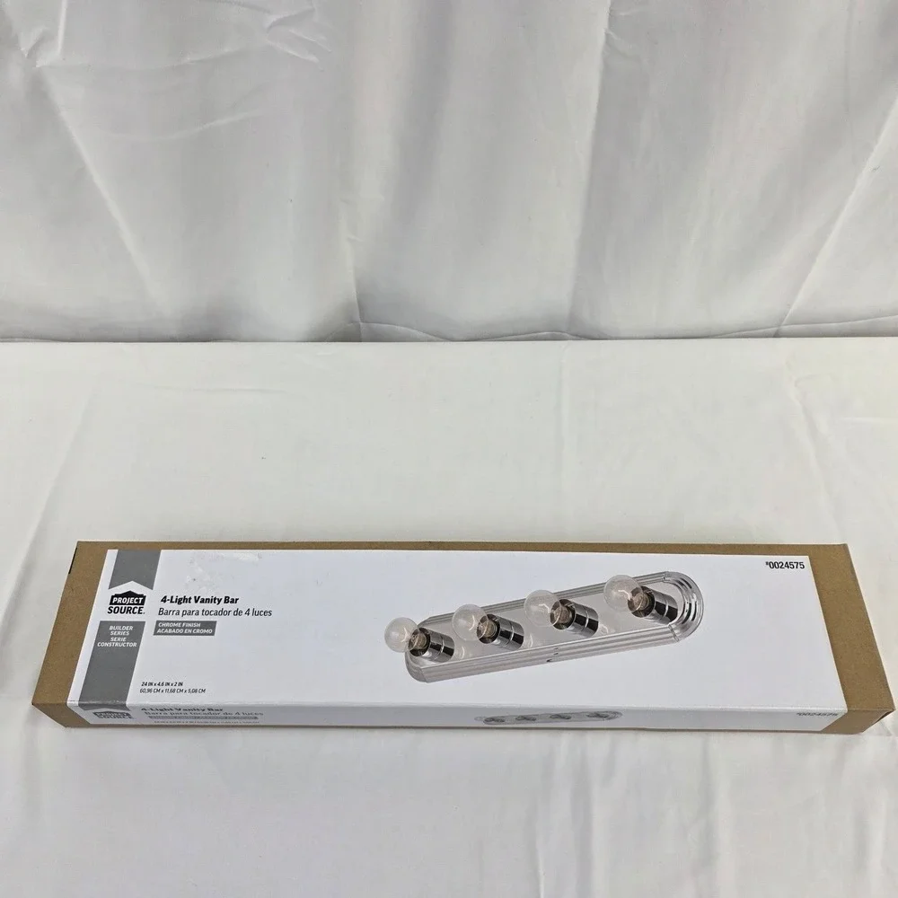 Project Source 4 Light Vanity Bar Chrome Finish Bathroom Fixture 24 Inch